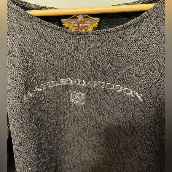 RARE Harley Davidson Y2K Long Sleeve Lightweight Textured Sweater Women’s Large - Picture 2 of 5